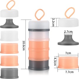 2-pack storage container, 4-layer stackable leak-proof formula dispenser, Portable travel container(Blue, pink)