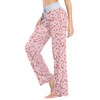 Fisyme Candy Cane Christmas Pink Pajama Pants for Women Soft
