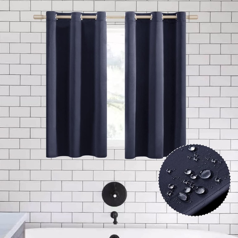 XTMYI Waterproof Bathroom Shower Window Curtains,Blackout Privacy Grommet Light Heat