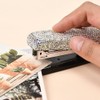 JSCARLIFE Bling Crystal Stapler,Sparkly Diamond Stapler for Desk Handmade Clay