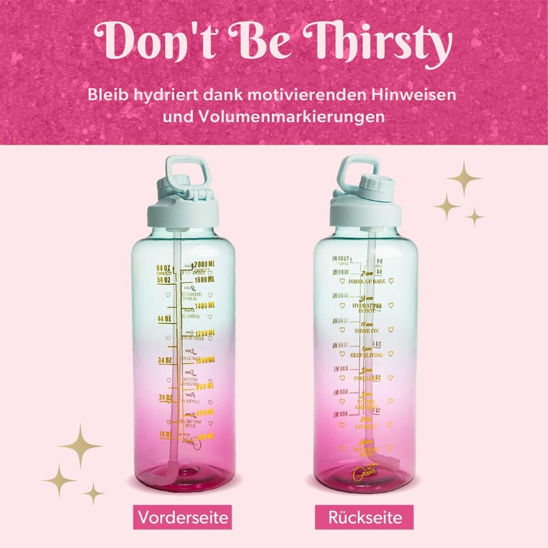 Paris Hilton Motivational Drinking Bottle 1.8 Litres in Pink/Blue –