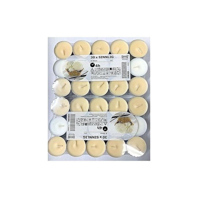 IKEA Home Decoration Sinnlig Scented Tealight, Vanilla Pleasure, Natural- 30