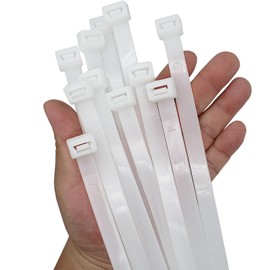 Extra Wide Zip Ties 24 inch, Strong Large Zip Ties Heavy Duty with 250 lbs, Long Big Industrial Wire Ties, Thick White Cable Tie for Outdoor,12 PCS