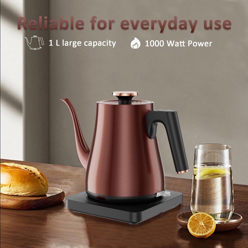 Gooseneck Electric Kettle 1.0L, 1000W Rapid Boil In 4 Min,