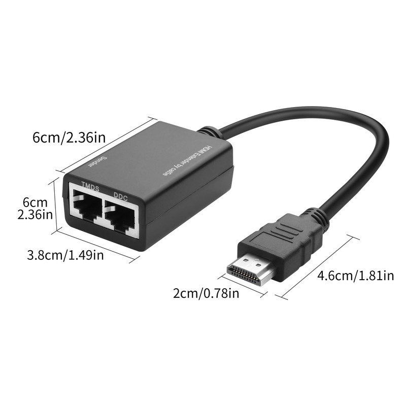 YACSEJAO HDMI Extender Over HDMI to Cat5e/6 Network Balun Adapter