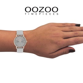 Oozoo Timepieces Women's Watch - Wrist Watch with 18 mm Leather Strap | High-Quality Watch for Women - Elegant Analogue Women's Watch in Round, Rose Gold/Grey with Glitter, Strap.