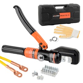 HZLZRZ Hydraulic Crimping Tool and Battery Cable Crimping Tool Kit, Range 12AWG-2/0AWG, 9 Pairs Of Dies For Cable Tool, Wire Rope Electrical Terminal and Battery Cable Crimper (YQ/70C)