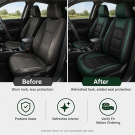 2-Piece Front Car Seat Cover Set – Artificial Leather Seat Protectors for Compatible Cars, SUVs, Pickups, Trucks & Vans
