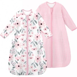 Yoofoss Baby Sleep Sack 0-6 Months Long Sleeve Wearable Blanket Baby 100% Organic Cotton 2-Way Zipper 0.5 Tog Newborn Sleeping Sack, Lightweight(Small)