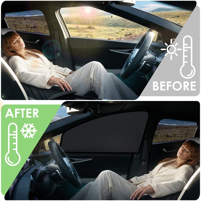 WD&CD Car Curtains, Set of 2, Magnet, Light Blocking, Easy