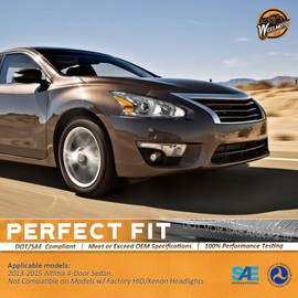 WEELMOTO Halogen Headlights for 13-15 Altima 4Dr Sedan Headlight Assembly Pair Replacement for 13 14 15 Altima Chrome Housing Amber Reflector (DOES NOT FIT XENON/HID)