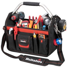 Hultafors Work Gear HT5587 Open-Top Tool Carrier, 32 Pockets, Heavy Duty Ballistic Polyester Tool Bag, Durable Base Pad Feet, Injected Molded Handle, Electrical Tape Strap, Measuring Tape Clip