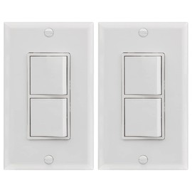 Baomain 2-Pack Duplex Rocker Switch with Wall Plate, 15 Amp, 120Volt, Single-Pole AC Combination Switch, Commercial Grade, Grounding White UL & CUL Listed
