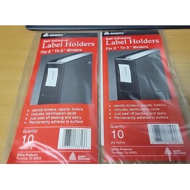Avery Self Adhesive Label Holders 2 Sets of 10 - 20 Total for 2"-3"  Binders