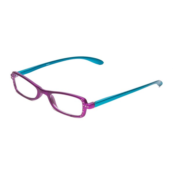 Calabria 837 Womens Metallic Reading Glasses +3.00 Purple Vibrant Crystal