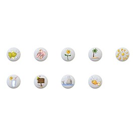 SET OF 9 KNOBS - Flippin' Out Over You Country - DECORATIVE Glossy CERAMIC Drawer PULL Dresser KNOB