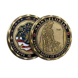 St. Florian Patron Saint of Firefighters with Prayer Challenge Coin for Fireman Gift