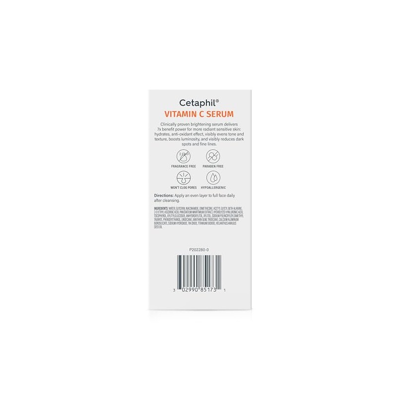 Cetaphil Suero de Vitamina C con Niacinamida para Pieles Sensibles,