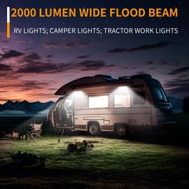 LED Work Lights, 5 Inch Wide Flood Beam Boat Marine LED Light Pods 120W 10000lm 12V 24V, RV Camper Outside Scene Lights, Tractor Trailer Boat Equipment Outdoor Work Light, 6 Pack