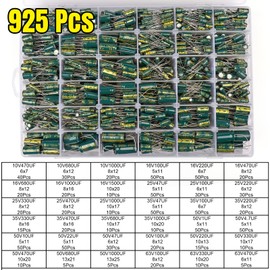 BEEYUIHF 925Pcs 36Values Aluminum Electrolytic Capacitor Assortment Kit Lowesr Capacitors Assorted Kits 1uF 4.7uF 10uF 22uF 47uF 100uF 220uF 330uF 470uF 680uF 1000uF