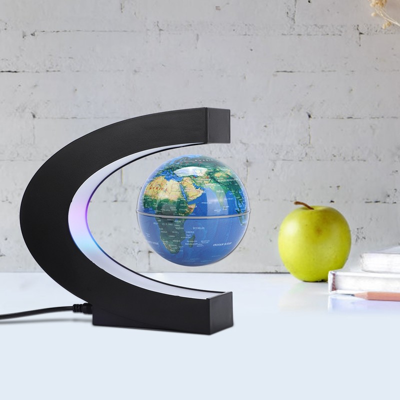 3in C Shape Magnetic Levitation Floating Globe World Map Ornament