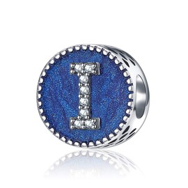 Hoobeads - Abalorio de plata de ley 925 con diseño de letra de la A a la Z, color azul