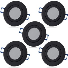 YanFeiYit LED Spotlights Dimmable Ceramic Flat 230 V 5 W Warm White IP44 Black Set (Pack of 5)