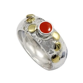 SILVERTROVE Cabochon Karneol-Edelstein-Bandring, Sterlingsilber, Bandring für Männer und Frauen, Bandring in allen Größen, Schmuck CRG1071BZ27_(73 (23.2))