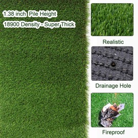 Petgrow Realistic Artificial Grass Rug Customized Size- Thick Fake Grass Pet Dog Mat Pad with Drain Holes- Indoor Outdoor Astroturf Garden Lawn Landscape Balcony Synthetic Faux Grass