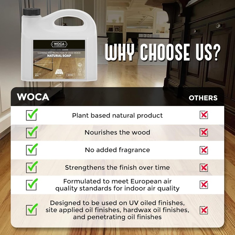 WOCA Natural Soap, White 2.5L - Concentrated Wood Cleaner for