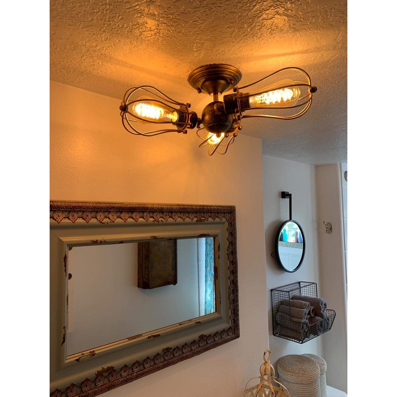 moonkist Vintage Ceiling Light Industrial Semi-Flush Mount Ceiling Light Metal