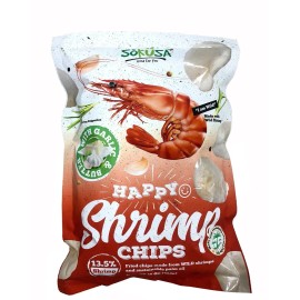 Sokusa Happy Shrimp Chips with Garlic & Butter Family Size 16oz Bag