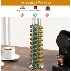 SEVENLINE - Soporte para cápsulas de café compatible con cápsulas originales de Nespresso para 40 cápsulas (plateado)