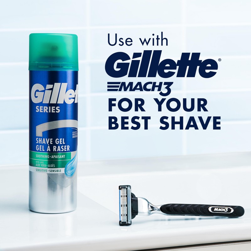 Gillette Series 3X Sensitive Shave Gel, Hydrates, Protects and Soothes