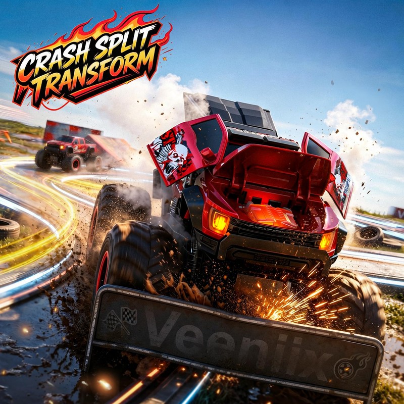 Veeniix Exploding RC Monster Truck,Crash Transform Mist Spray Lights Sounds