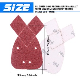 Glarks 100Pcs Triangle Mouse Detail Sander Sandpaper Sanding Paper With 2 Extra Tips Hook and Loop Assorted 40/60/ 80/100/ 120/180/ 240/320/ 400/800 Grits for Black and Decker Detail Palm Sander