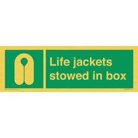 Life jackets stowed in box Sign - 300x100mm - L31