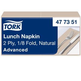 Tork 477351 Lunch Napkin, 33 x 33 cm, 2-Ply, 1/8 Fold, 10 x 200, Natural Environmental Print