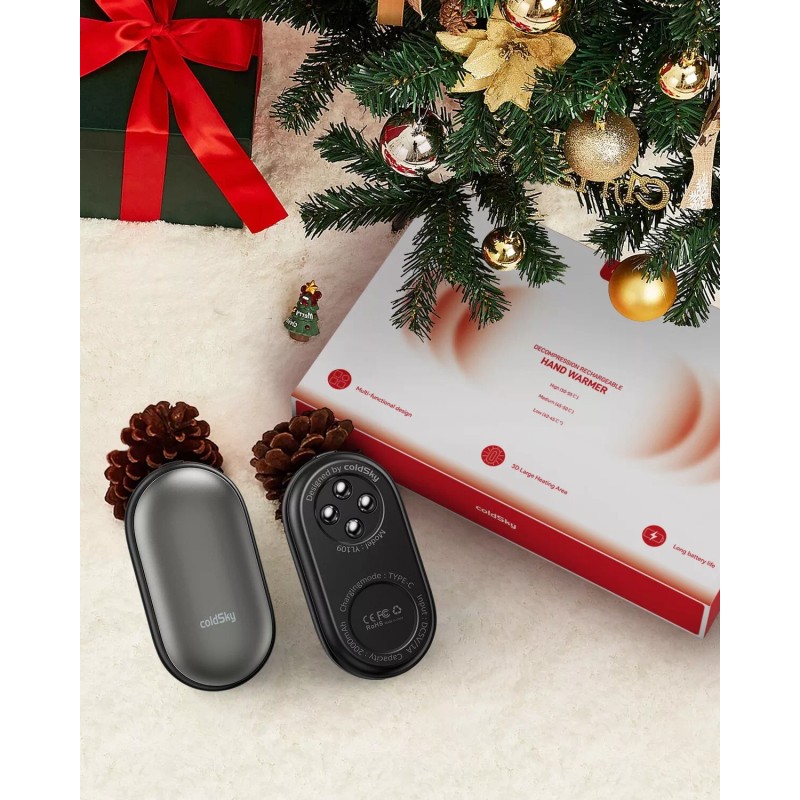 coldSky Portable rechargeable hand warmer, 2-in-1 magnetic ,Type-C interface -