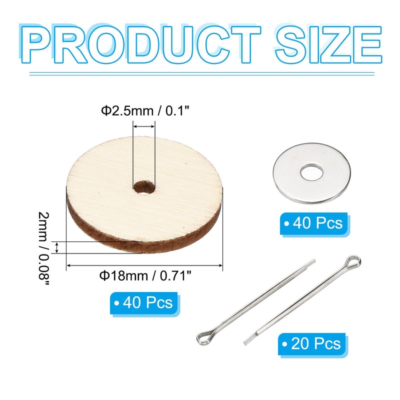 PATIKIL 18mm Doll Joints, 20 Set Removable Cotter Pin Joints