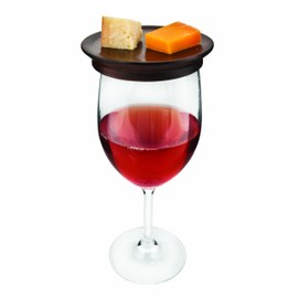 Twine Rustic Farmhouse Wine Glass Topper Appetizer Plates, Set of 4, Mahogany