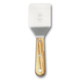 DUE BUOI Olive Wood Handle Flexible Small Spatula - dimension 2.56" X 2.56" - Stainless steel - Kitchen bbq grill griddle pastry - Full Tang Triple Riveted.