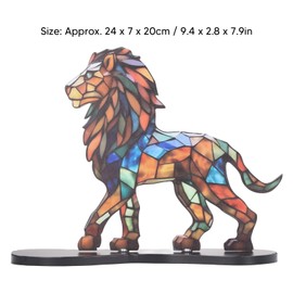 Metal Lion Desktop Ornament,Double Sided Multicolor Statue,Acrylic Imitation Animal Sculpture Desktop Decoration Home Decor for Home Living Room Kidsroom Office Desktop