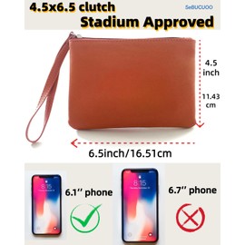 Travel Makeup Bag Small Cosmetic Bag for Purse Organizer Pouches Stadium Approved 4.5 x 6.5 Clutch Stadium Purse Mini Coin Zipper Pouch Brown Western Leather Wristlet Wallets for Women Handbags