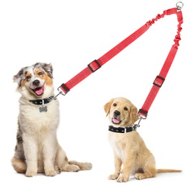 Blanlody Double Dog Lead for Walking 2 Dogs No Tangle, Reflective Bungee Split Lead with 360°Swivel Rotation,Adjustable Double lead for Walking and Traning Medium Large