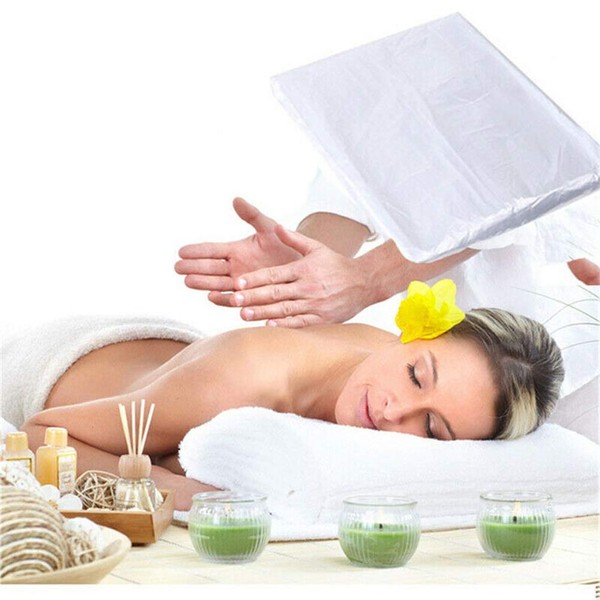 100pcs Disposable Massage Table Sheet,Spa Bed Sheets,Plastic Massage Disposable Covers,Environmental Friendly SPA Cosmetic Bed Sheet Covers for Beauty Salon Massage, Tattoo, Hotels