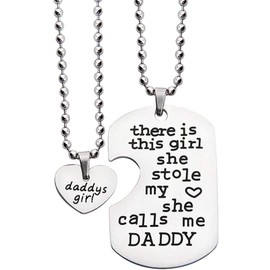 WUSUANED Father and Dauhter Gift There is This G She Stole My Heart She Calls Me Daddy Father Dauhter Necklace Set Daddys G Jewelry Daddy Gift from Dauhter