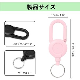 [Getrays] Set of 3 Reel Keychains with Carabiner, Stretchable Reel Key Reel, Metal Wire, Maximum Length of 23.6 inches (60 cm), Anti-Lost, Hanging Name Tags, for Camping, Hiking, Fishing, Outdoor Use,