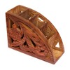 ITOS365 Wooden Floral Carved Remote Control Rack Stand Holder Storage