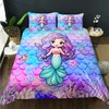 AILONEN Beautiful Mermaid Duvet Cover for Kids Girls Full Size,